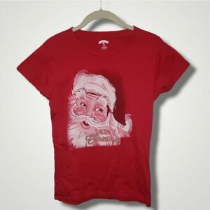 Holiday Time T Shirt Size S 4 6 Red Pull Over Short Sleeve vintage Santa…
